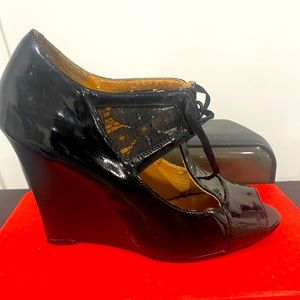 Women Open Toe Wedges Lace Dress Boot
